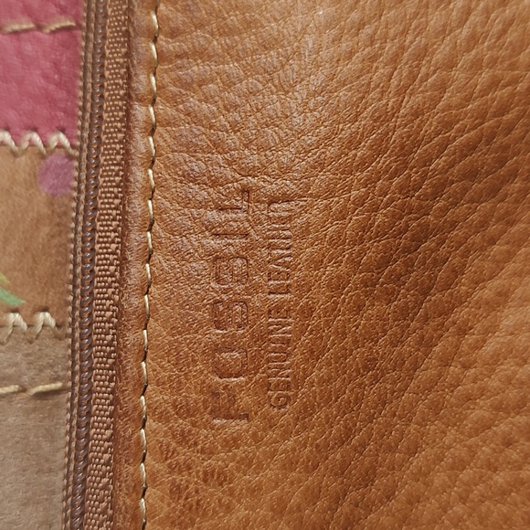 Brown Colorful Front Leather Wallet Snap Front Closure with Coin Zipper - Picture 3 of 7